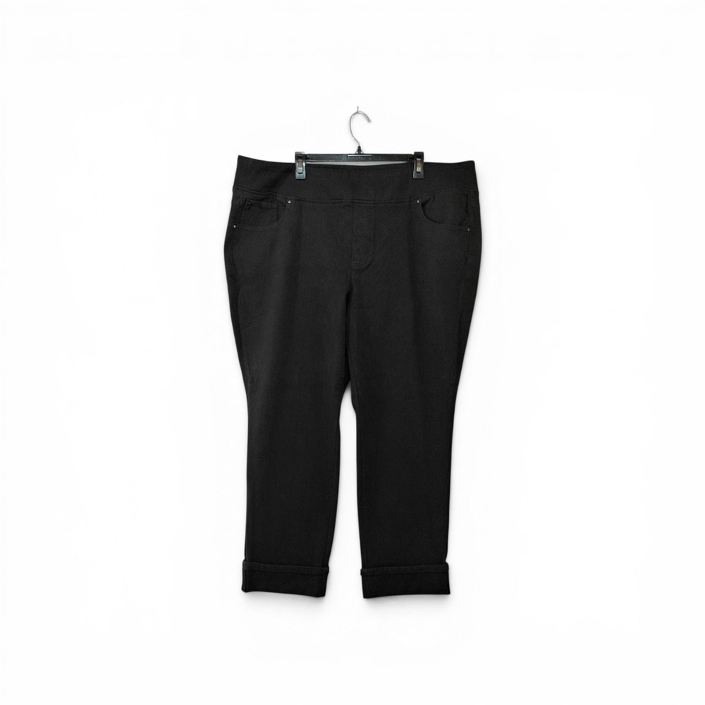 Believe in Your Own Beauty Belle Kim Gravel Cuffed Cropped Pull On Jeans 26W